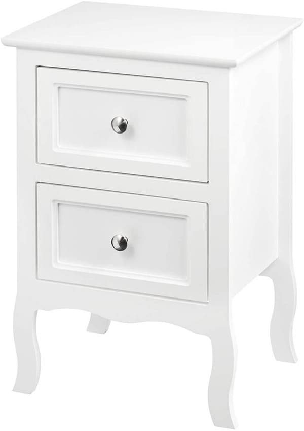 Rootz hvidt sengebord - Natbord - Opbevaringsskab - Rigelig opbevaringsplads - Elegant design - Holdbar - 40 cm x 60 cm x 30 cm