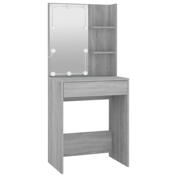 Sminkbord LED grå sonoma konstruerat trä - Sminkbord Med LED - Toalettbord Med LED - Home & Living