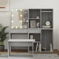 Miniatyrbild 2 av 11: Sminkbord LED grå sonoma konstruerat trä - Sminkbord Med LED - Toalettbord Med LED - Home & Living