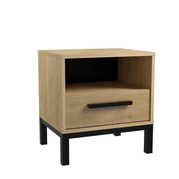 CRAFT vuxenbäddset 140x190/200 cm - 2 sängbord + garderob - Melamin - Hamilton ekdekor - Fransk tillverkning - DEMEYERE