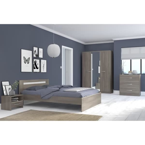 PARISOT Komplett sovrum för vuxna - Modernt - Silvervalnötsdekor - B 140 x B 190 cm - YSA