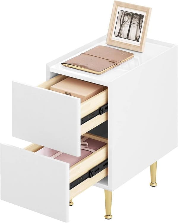 Rootz Modern Sengebord - Natbord - Opbevaringsenhed - Rigelig opbevaring, holdbart design, smarte sikkerhedsfunktioner - MDF, Metal - 25x51x40 cm