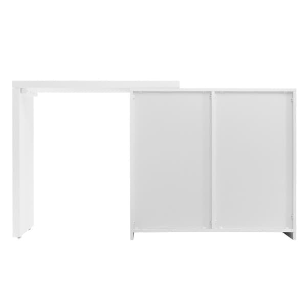Skandinavisk modern snurrbar fåfänga med 6 lådor - dekorerad med blommotiv - Vit