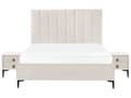 Miniatyrbilde 5 av 11: Soveromssett Off-white Boucle 160 x 200 cm Seng med oppbevaring 2 nattbord med skuffer Glamorøs stil