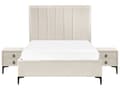 Miniatyrbilde 5 av 11: Soveromssett Off-white Boucle 140 x 200 cm Seng med oppbevaring 2 nattbord med skuffer Glamorøs stil
