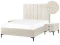 Miniatyrbilde 1 av 11: Soveromssett Off-white Boucle 140 x 200 cm Seng med oppbevaring 2 nattbord med skuffer Glamorøs stil