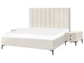 Miniatyrbilde 4 av 11: Soveromssett Boucle Off-white 180 x 200 cm Seng med Oppbevaring 2 Nattbord med Skuffer Glamorøs Stil