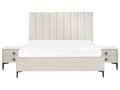 Miniatyrbilde 5 av 11: Soveromssett Boucle Off-white 180 x 200 cm Seng med Oppbevaring 2 Nattbord med Skuffer Glamorøs Stil