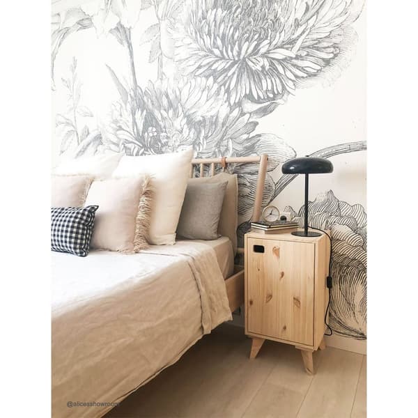 1-dörrars massivt furuskåp med 1 höjdjusterbar hylla - L37 x H53,5 cm