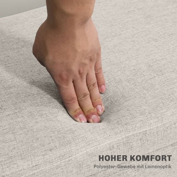 Rootz Opbevaringsbænk - Sengebænk - Elegant sædekiste - Stof i hørlook - Generøs opbevaring - Beige - 110 cm x 39 cm x 45 cm