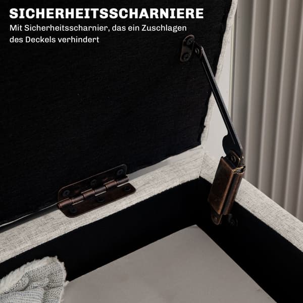 Rootz Opbevaringsbænk - Sengebænk - Elegant sædekiste - Stof i hørlook - Generøs opbevaring - Beige - 110 cm x 39 cm x 45 cm
