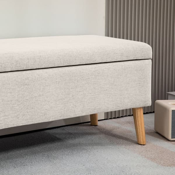 Rootz Opbevaringsbænk - Sengebænk - Elegant sædekiste - Stof i hørlook - Generøs opbevaring - Beige - 110 cm x 39 cm x 45 cm