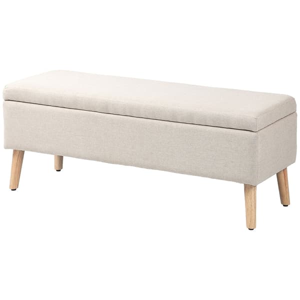 Rootz Opbevaringsbænk - Sengebænk - Elegant sædekiste - Stof i hørlook - Generøs opbevaring - Beige - 110 cm x 39 cm x 45 cm