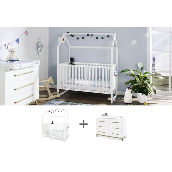 Rootzin aloitussarja 'Hilda & Riva' - House Bed - Yksikön vaihtaminen - muuntaa nuorempiin sänkyyn - 147cm x 82cm x 175cm ja 140cm x 78cm x 105cm