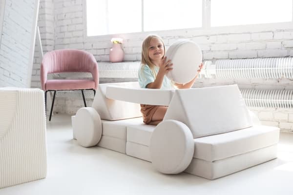 Modulär barnsoffa, leksoffa, sofflekset, bäddsoffa för barn