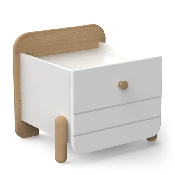 Chevet 1 tiroir blanc et décor chêne L39,4 cm - EDAJ