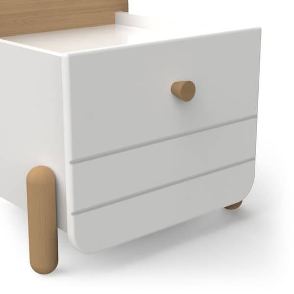 Chevet 1 tiroir blanc et décor chêne L39,4 cm - EDAJ