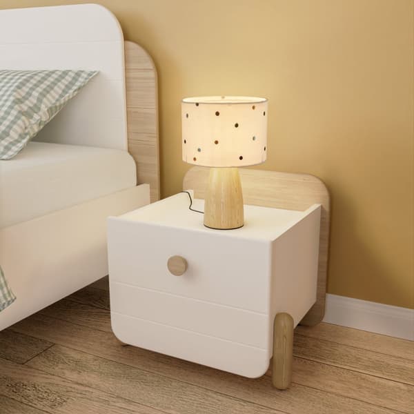 Chevet 1 tiroir blanc et décor chêne L39,4 cm - EDAJ