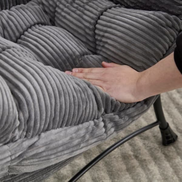 Låtstol med fotpall, modern fåtölj med armstöd och sidofickor, hörnfåtölj - grå.