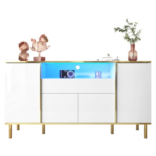 Skänk i högblank vit - B150/D40/H80 cm med 1 låda