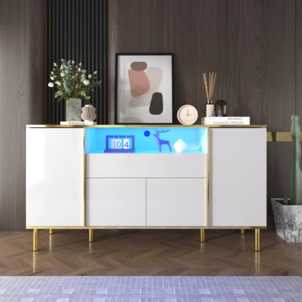 Skänk i högblank vit - B150/D40/H80 cm med 1 låda