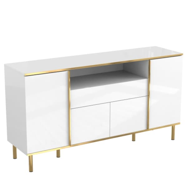 Skänk i högblank vit - B150/D40/H80 cm med 1 låda