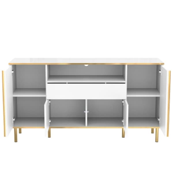 Skänk i högblank vit - B150/D40/H80 cm med 1 låda