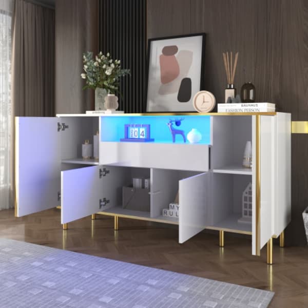 Skänk i högblank vit - B150/D40/H80 cm med 1 låda