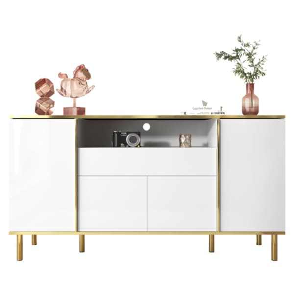 Skänk i högblank vit - B150/D40/H80 cm med 1 låda