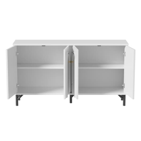 Modernt skänk med 4 dörrar - vit, 140 cm - snygg design, 3D-böjd front