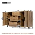 Miniatyrbillede 5 af 10: Kommode med 2 låger og 3 skuffer, 120 x 40 x 76 cm, mørk eg
