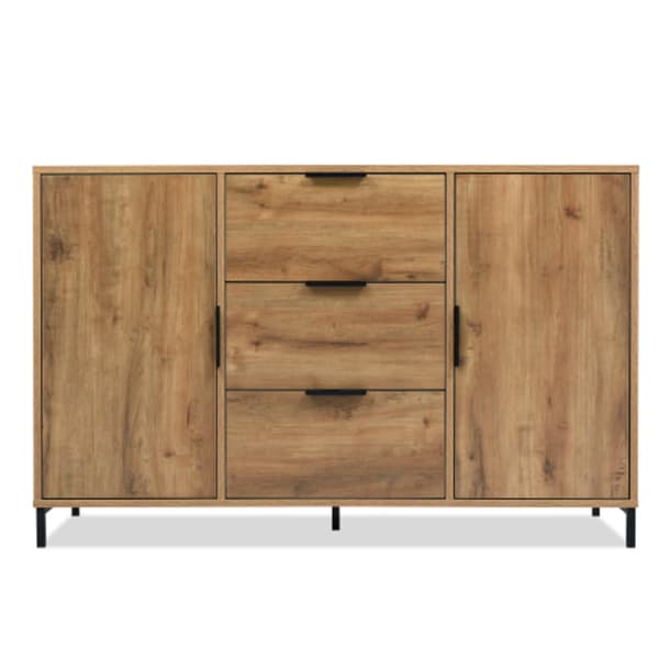 Kommode med 2 låger og 3 skuffer, 120 x 40 x 76 cm, mørk eg
