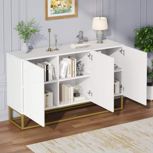 Högblankt skänk, modernt skänk Skänk med 4 fack, bredd 130 cm