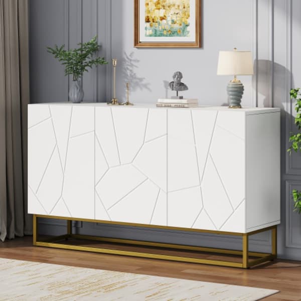 Högblankt skänk, modernt skänk Skänk med 4 fack, bredd 130 cm