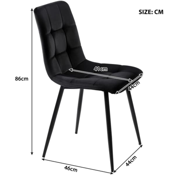 Matbordsset (150��80��76 cm matbord med 4 stolar), sammetsstolar, vit MDF-skiva, svarta ben