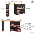 Miniatyrbild 7 av 9: Utdragbart barbord med förvaringsutrymme 125-181×39×104,5 cm, 360° roterbart matbord, svart