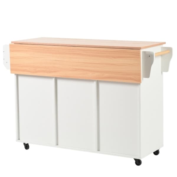Madvogn/skænk 139x46(71)x91,5 cm, hvid ramme + massiv træbordplade, velegnet til restauranter og køkkener
