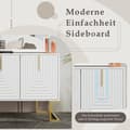 Miniatyrbillede 2 af 8: Moderne skænk med tre døre og justerbare hylder til spisestue og køkken (hvid)