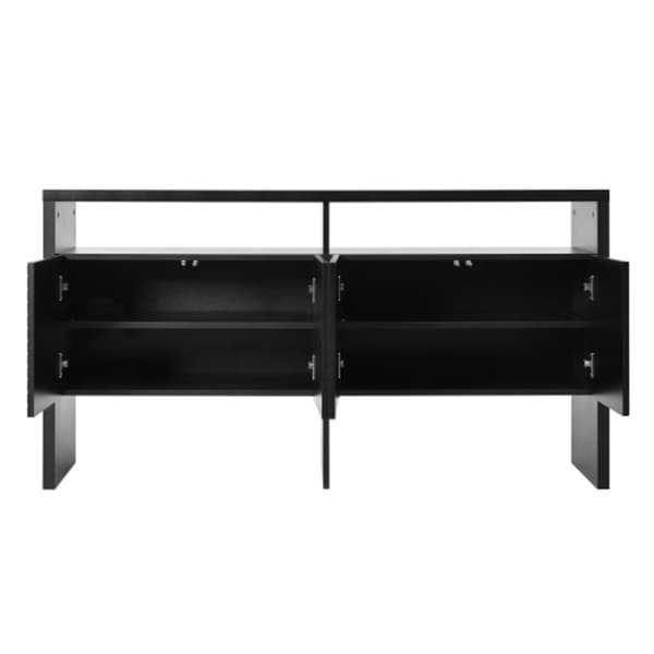 Hallskab med 2 åbne rum og 4 døre, sort, mål: 140 x 75 x 35 cm (B x H x D)