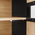 Miniatyrbillede 3 af 8: Skænk 140 x 78,5 x 41 cm, sort og træ, med opbevaringsplads, skab med LED-belysning og glas
