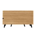 Miniatyrbillede 6 af 8: Skænk 140 x 78,5 x 41 cm, sort og træ, med opbevaringsplads, skab med LED-belysning og glas