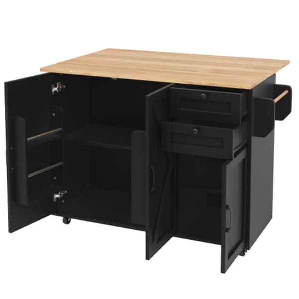 Modern k?ks?, multifunktionellt matbord med f?rvaringsutrymme matvagn med snacksst?ll svart