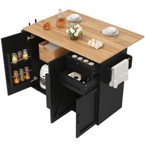 Modern k?ks?, multifunktionellt matbord med f?rvaringsutrymme matvagn med snacksst?ll svart
