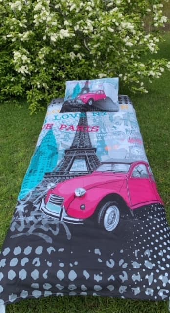 2-delt sengesæt, I Love Paris, Digital print, 100% bomuld,2-piece bedding set, I Love Paris, Digital print, 100% cotton