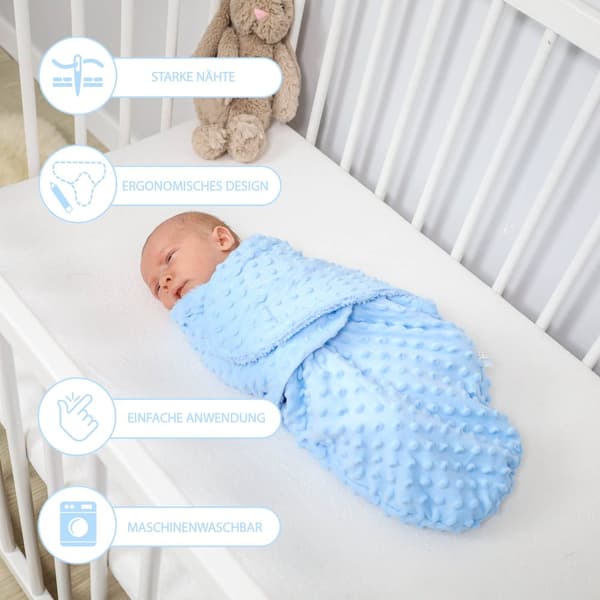 Baby swaddle 0-3 månader vinter - swaddle filt swaddle filt babysäck med minkyblå