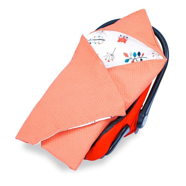 Babyskyddsfilt babyskydd - filtvagn 90x90 cm universalbilbarnstol babyfilt helårsfilt med våffelpiké bomull räv orange