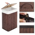 Miniatyrbild 2 av 4: Homestyle Pro rektangulär bambu tvättkorg 40x30x60 cm Brun/Vit