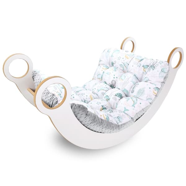 Golvkudde stor 70x110 cm - sittdyna barngolv lekmatta babygolvmadrass barnrum vattendjur med ljusgrå minky