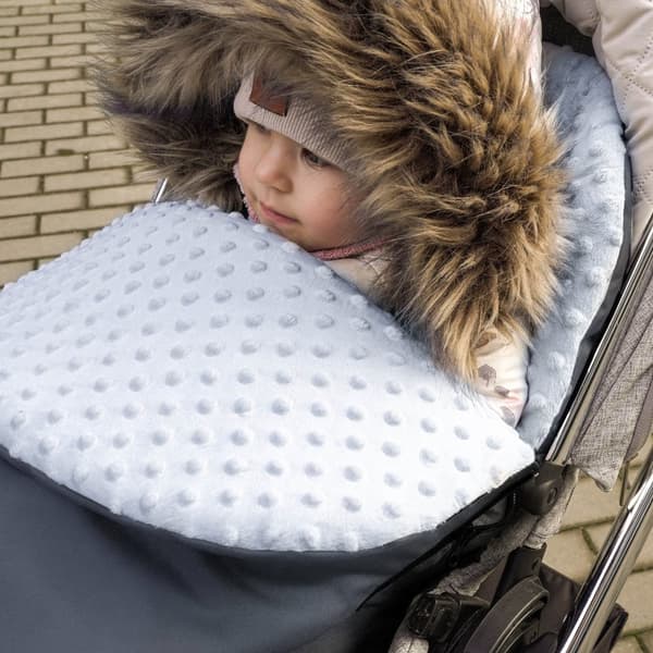 Jalkapeitteiset rattaat talvimalli 1: 90x45 jalkapeite vauvankärry minky talvinen pehmuste lastenrattaat tummanharmaa
