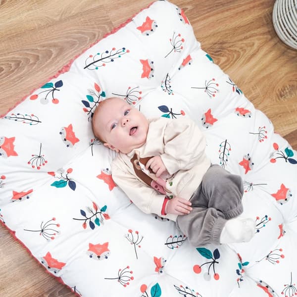 Golvkudde stor 70x110 cm - sittdyna barngolv lekmatta babygolvmadrass barnrumsräv med terrakotta minky